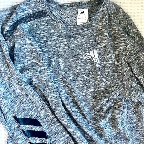Men’s Adidas Long Sleeve Shirt Salt & Pepper Size Large - Picture 1 of 5